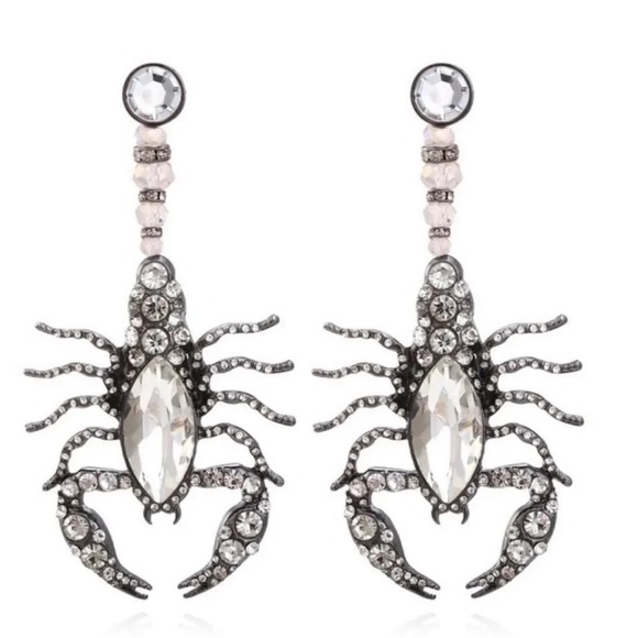 Zara Scorpion Crystal Drop Earrings - Picture 5 of 12